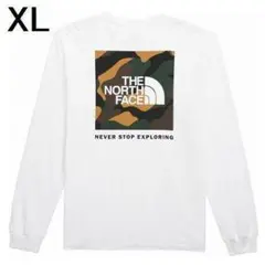 ザ ノースフェイス BOX NSE 長袖Tシャツ XL 白x迷彩 カモフラージュ