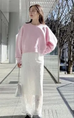 NOBLE SELLICHI 2wayストレッチレーススカート ホワイト