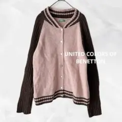 b991【ユナイテッドカラーズオブベネトン】カレッジロゴスタジャンバイカラーリブ