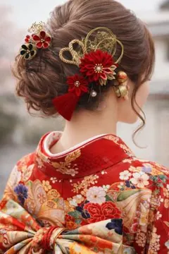 成人式　結婚式　七五三　つまみ細工　髪飾り　ヘッドドレス　ヘッドパーツ