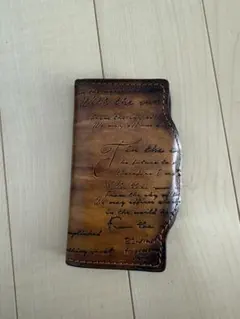 ブラウンレザー スマートフォンケースiPhone16Pro用