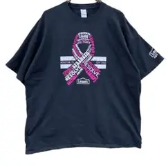 ギルダン　メンズトップス　黒　2XL　Tシャツ　ピンクリボン【3884】