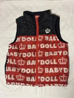 【期間限定SALE】120 ベビードール 子供用 ダウンベスト 赤 黒 ロゴ入り