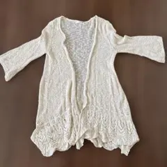 earth アイボリー レース編み カーディガン
