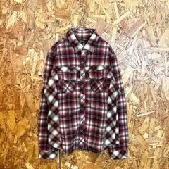 COMME CA MEN 長袖シャツ チェック柄 綿100% レッド メンズ M