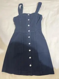 Ｈ&M エイチアンドエム デニムミニワンピース ジャンパースカート タイト 黒