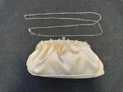アイボリー パール装飾 クラッチバッグ