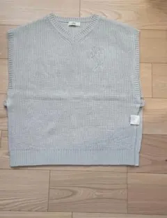 ライトグレー Vネック ニットベスト