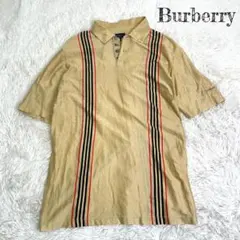 5MA03_イタリア製 バーバリーゴルフ ポロシャツ L相当 ノバストライプ 金