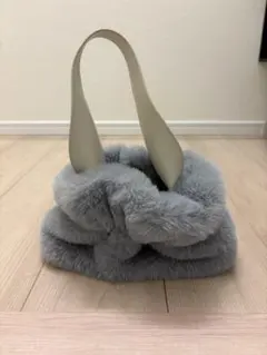 MONO COMME CA グレー フェイクファーハンドバッグ