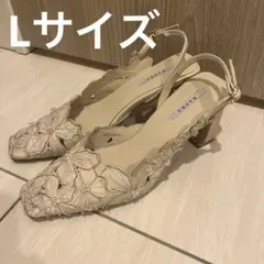 RANDA フラワーカッティングパンプス アイボリー Lサイズ