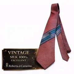 ロベルタディカメリーノ シルク100% ネクタイ ヴィンテージ 美品 光沢