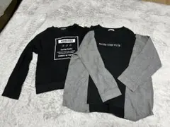 長袖カットソー ロンT黒 グレー 切り替え　2枚セット140