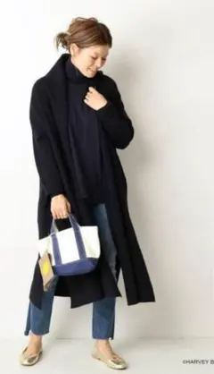 Deuxieme Classe スムースニットガウンコート　ダークネイビー