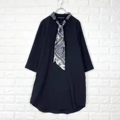 筋トレ大好き♡ 様専用　s3004　ザラベーシック/S/紺/柄リボン/ワンピース