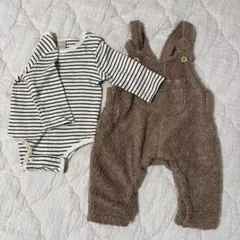 プティマイン もこもこクマサロペセット ロンパース オーバーオール カバーオール