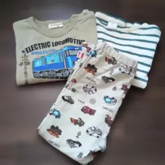 電気機関車プリントTシャツとパンツセット95センチ