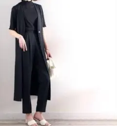 CLASSICAL ELFノースリーブジャケット ロングジレ ブラック