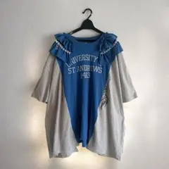 古着 リメイクTシャツ フリル付きオーバーサイズ