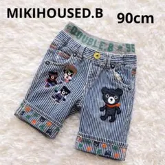 人気柄　訳あり ダブルビー ビーくん刺繍デニムパンツ90