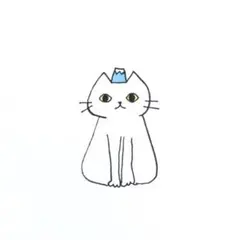 【1186】【白猫の絵】オリジナル手描きアナログイラスト原画　自作創作アート作品