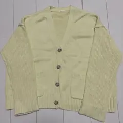 GU ジーユー コットンブレンド ダブルポケットカーディガン イエロー 3XL