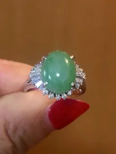 Pt900 翡翠 1.17ct ダイヤモンド0.30ct リング 指輪 - メルカリ