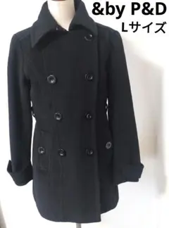 &by P&D 美品 ダブルブレスト風 コート 黒 L相当のサムネイル