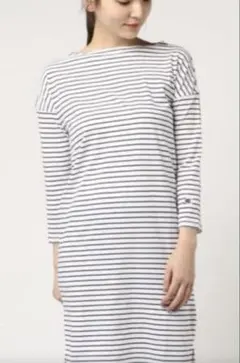 Champion ボーダーストライプ 七分袖ワンピース　M