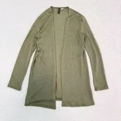 H&M エイチアンドエム ロングカーディガン XS カーキ 薄手 羽織り 春秋用