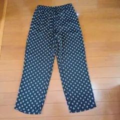 ZARA ブラック 花柄 ワイドパンツ Lサイズ