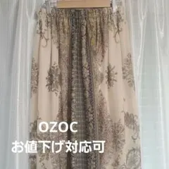 OZOC　ペイズリー柄ロングスカート ベージュ系