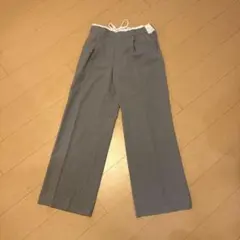 ZARAグレー ワイドパンツ 紐付き
