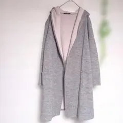 INGNI フード付きロングニットカーディガン　 グレー　M