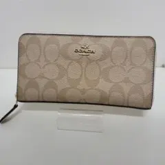 美品✨️COACH 長財布 シグネチャー ラウンドファスナー ベージュ ホワイト