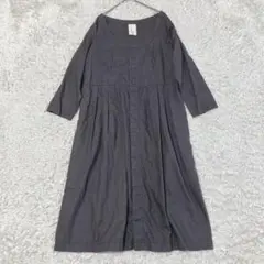 【日本製】エボニーアイボリー コットン リネン ロング シャツワンピース