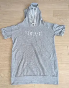 FORTUNE 半袖 フード付き パーカー グレー