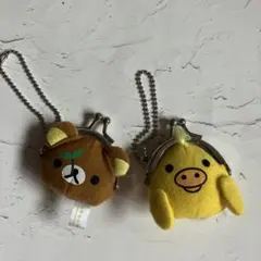 San-✖️ リラックマ　キイロイトリ　レトロ　ガマグチコインケース　キーホルダー