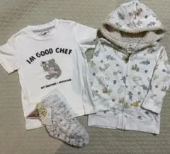 ジェラートピケ 動物柄 パーカーとTシャツセット