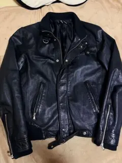 Harlem Rounge 本革 レザーブルゾン ジャケット ライダース 黒のサムネイル