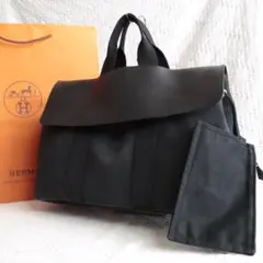 希少ポーチ付！HERMES ヴァルパライソ MM トート ハンドバッグ　ブラックのサムネイル