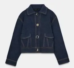 【新品タグ付き】ZARA コントラストボタン付きニットジャケット M