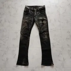 LGB OCEAN S-WOLF デニム 28 ブラック フレア クラッシュ加工のサムネイル