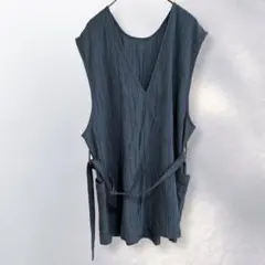 ダブルクローゼット ベスト ジレ Vネック 重ね着 ベルト付 無地 F《c795