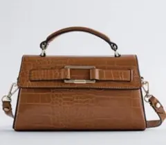 ZARA ブラウン クロコダイル風ショルダーバッグ