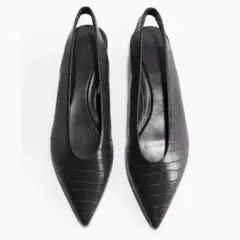 ポインテッドトゥ スリングバックシューズ ブラウン