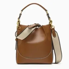 ZARA トップステッチバケットバッグ ブラウン　ショルダーバッグのサムネイル