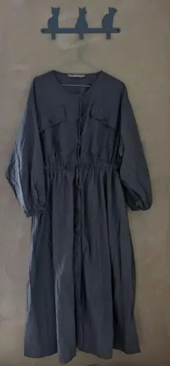 ZARA ブルーグレー ナイロンワンピース パラシュートワンピース
