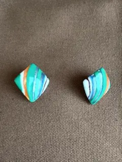 七宝焼き　ハンドメイド　イヤリング（グリーン系）