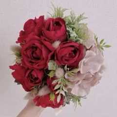 ウエディングブーケ造花　赤